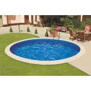 Ibiza round földbe süllyesztett fémpalástos medence, P1/P3 perem, D500 x 120 cm, kék