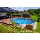 Azuro 240 round piscină cu perete metalic, cu skimmer Skimfilter 2000, D240 x 90 cm, albastru/alb