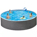 Azuro round Rattan fémpalástos medence, szűrő nélkül, rattan mintás, D360 x 120 cm, szürke