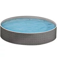   Azuro round Rattan fémpalástos medence, szűrő nélkül, rattan mintás, D500 x 120 cm, szürke