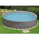 Azuro round Rattan fémpalástos medence, szűrő nélkül, rattan mintás, D500 x 120 cm, szürke