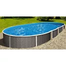 Azuro oval Rattan ovális fémpalástos medence, szűrő nélkül, rattan mintás, D550 x 370 x 120 cm, szürke