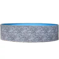   Azuro round Stone fémpalástos medence, szűrő nélkül, kő minta, D360 x 120 cm, szürke