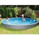 Azuro round Stone fémpalástos medence, szűrő nélkül, kő minta, D500 x 120 cm, szürke