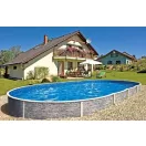 Azuro oval Stone ovális fémpalástos medence, szűrő nélkül, kő minta, D550 x 370 x 120 cm, szürke