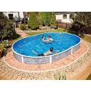 Azuro oval Stone ovális fémpalástos medence, szűrő nélkül, kő minta, D550 x 370 x 120 cm, szürke