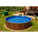 Azuro round Wood fémpalástos medence, szűrő nélkül, fa minta, D360 x 120 cm, barna