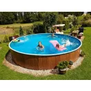 Azuro round Wood fémpalástos medence, szűrő nélkül, fa minta, D460 x 120 cm, barna