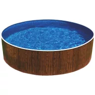   Azuro round Wood fémpalástos medence, szűrő nélkül, fa minta, D550 x 120 cm, barna