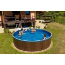Azuro round Wood fémpalástos medence, szűrő nélkül, fa minta, D550 x 120 cm, barna