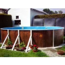 Azuro oval Wood ovális fémpalástos medence, szűrő nélkül, fa minta, D550 x 370 x 120 cm, barna