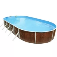   Azuro oval Wood ovális fémpalástos medence, szűrő nélkül, fa minta, D730 x 370 x 120 cm, barna