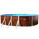 Azuro oval Wood ovális fémpalástos medence, szűrő nélkül, fa minta, D910 x 460 x 120 cm, barna