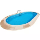 Ibiza oval földbe süllyesztett ovális fémpalástos medence, P1/P3 perem, 320 x 600 x 150 cm, kék