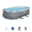 BESTWAY Power Steel csővázas medence szett, 427 × 250 × 100 cm, ovális, papírszűrős, létrával, ChemConnect adagolóval, javítótapasszal (56620)