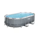 BESTWAY Power Steel csővázas medence szett, 427 × 250 × 100 cm, ovális, papírszűrős, létrával, ChemConnect adagolóval, javítótapasszal (56620)