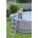 BESTWAY Power Steel csővázas medence szett, 427 × 250 × 100 cm, ovális, papírszűrős, létrával, ChemConnect adagolóval, javítótapasszal (56620)