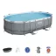 BESTWAY Power Steel csővázas medence szett, 488 x 305 x 107 cm, ovális, papírszűrős, létrával, ChemConnect adagolóval, takaróponyvával (56448)