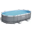 BESTWAY Power Steel csővázas medence szett, 488 x 305 x 107 cm, ovális, papírszűrős, létrával, ChemConnect adagolóval, takaróponyvával (56448)