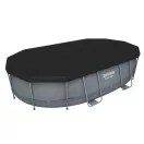 BESTWAY Power Steel csővázas medence szett, 488 x 305 x 107 cm, ovális, papírszűrős, létrával, ChemConnect adagolóval, takaróponyvával (56448)