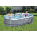 BESTWAY Power Steel csővázas medence szett, 488 x 305 x 107 cm, ovális, papírszűrős, létrával, ChemConnect adagolóval, takaróponyvával (56448)