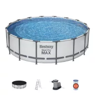   BESTWAY Steel Pro Max csővázas medence szett, 488 x 122 cm, papírszűrős, létrával, takaróponyvával (5612Z)