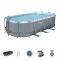 BESTWAY Power Steel csővázas medence szett, 549 x 274 x 122 cm, ovális, papírszűrős, létrával, ChemConnect adagolóval, takaróponyvával (56710)