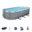 BESTWAY Power Steel csővázas medence szett, 549 x 274 x 122 cm, ovális, papírszűrős, létrával, ChemConnect adagolóval, takaróponyvával (56710)