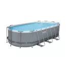 BESTWAY Power Steel csővázas medence szett, 549 x 274 x 122 cm, ovális, papírszűrős, létrával, ChemConnect adagolóval, takaróponyvával (56710)