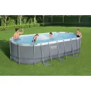 BESTWAY Power Steel csővázas medence szett, 549 x 274 x 122 cm, ovális, papírszűrős, létrával, ChemConnect adagolóval, takaróponyvával (56710)