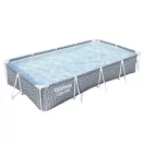BESTWAY Steel Pro csővázas medence, 366 × 201 × 66 cm, tartozékok nélkül, téglalap alakú, leeresztőszeleppel (561FT)